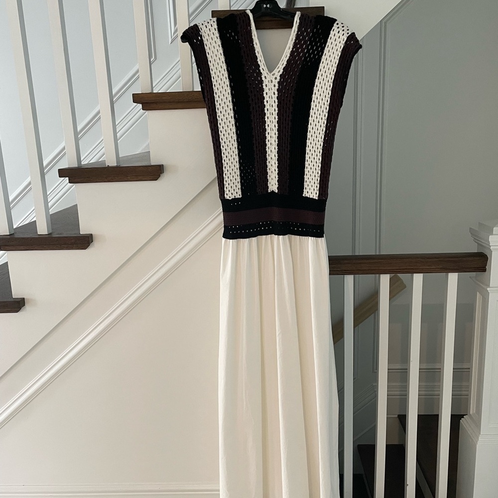 Crochet top v neck maxi dress
